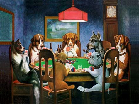 Perros jugando poker